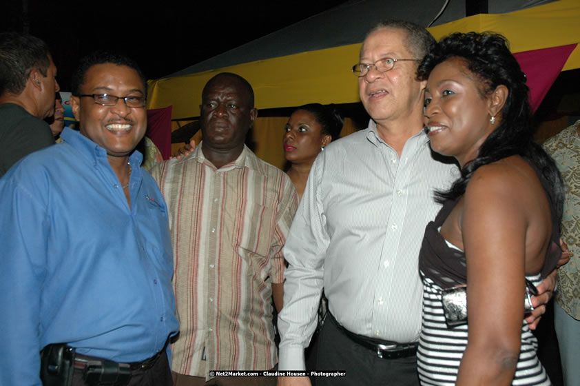 The Hon. Orette Bruce Goldwin, M.P., Prime Minister of Jamaica, Minister of Tourism, Hon. Edmund Bartlett, and Director of Tourism, Basil Smith at the Air Jamaica Jazz and Blues Festival 2008 The Art of Music - Thrusday, January 24, 2008 - Air Jamaica Jazz & Blues 2008 The Art of Music venue at the Aqaueduct on Rose Hall Resort & Counrty Club, Montego Bay, St. James, Jamaica W.I. - Thursday, January 24 - Saturday, January 26, 2008 - Photographs by Net2Market.com - Claudine Housen & Barry J. Hough Sr, Photographers - Negril Travel Guide, Negril Jamaica WI - http://www.negriltravelguide.com - info@negriltravelguide.com...!