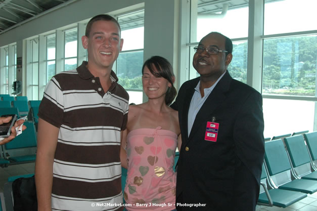 Minister of Tourism, Hon. Edmund Bartlett - Director of Tourism, Basil Smith, and Mayor of Montego Bay, Councillor Charles Sinclair Launch of Winter Tourism Season at Sangster International Airport, Saturday, December 15, 2007 - Sangster International Airport - MBJ Airports Limited, Montego Bay, Jamaica W.I. - Photographs by Net2Market.com - Barry J. Hough Sr, Photographer - Negril Travel Guide, Negril Jamaica WI - http://www.negriltravelguide.com - info@negriltravelguide.com...!