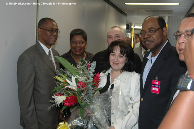 Minister of Tourism, Hon. Edmund Bartlett - Director of Tourism, Basil Smith, and Mayor of Montego Bay, Councillor Charles Sinclair Launch of Winter Tourism Season at Sangster International Airport, Saturday, December 15, 2007 - Sangster International Airport - MBJ Airports Limited, Montego Bay, Jamaica W.I. - Photographs by Net2Market.com - Barry J. Hough Sr, Photographer - Negril Travel Guide, Negril Jamaica WI - http://www.negriltravelguide.com - info@negriltravelguide.com...!