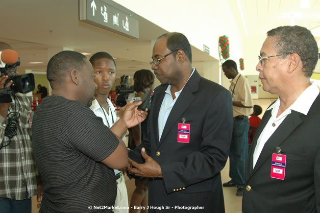 Minister of Tourism, Hon. Edmund Bartlett - Director of Tourism, Basil Smith, and Mayor of Montego Bay, Councillor Charles Sinclair Launch of Winter Tourism Season at Sangster International Airport, Saturday, December 15, 2007 - Sangster International Airport - MBJ Airports Limited, Montego Bay, Jamaica W.I. - Photographs by Net2Market.com - Barry J. Hough Sr, Photographer - Negril Travel Guide, Negril Jamaica WI - http://www.negriltravelguide.com - info@negriltravelguide.com...!