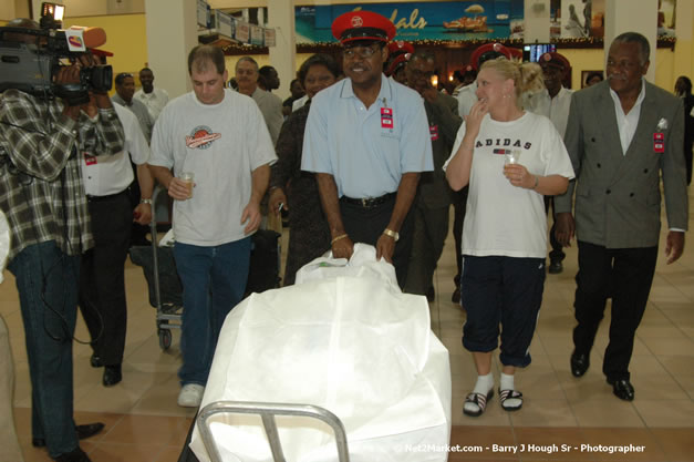 Minister of Tourism, Hon. Edmund Bartlett - Director of Tourism, Basil Smith, and Mayor of Montego Bay, Councillor Charles Sinclair Launch of Winter Tourism Season at Sangster International Airport, Saturday, December 15, 2007 - Sangster International Airport - MBJ Airports Limited, Montego Bay, Jamaica W.I. - Photographs by Net2Market.com - Barry J. Hough Sr, Photographer - Negril Travel Guide, Negril Jamaica WI - http://www.negriltravelguide.com - info@negriltravelguide.com...!