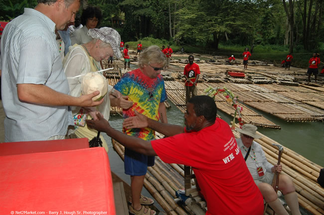 Rafting on the Martha Brae - Virgin Atlantic Inaugural Flight To Montego Bay, Jamaica Photos - Sir Richard Bronson, President & Family, and 450 Passengers - Rafting on the Martha Brae - Tuesday, July 4, 2006 - Negril Travel Guide, Negril Jamaica WI - http://www.negriltravelguide.com - info@negriltravelguide.com...!