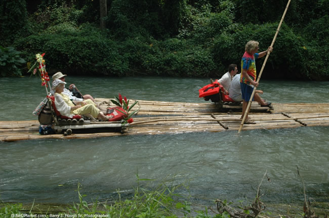 Rafting on the Martha Brae - Virgin Atlantic Inaugural Flight To Montego Bay, Jamaica Photos - Sir Richard Bronson, President & Family, and 450 Passengers - Rafting on the Martha Brae - Tuesday, July 4, 2006 - Negril Travel Guide, Negril Jamaica WI - http://www.negriltravelguide.com - info@negriltravelguide.com...!