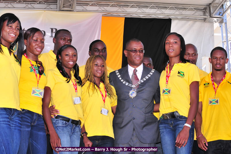 The City of Montego Bay Welcomes Our 2008 Olympians - Western Motorcade - Civic Ceremony - A Salute To Our Beijing Heros - Sam Sharpe Square, Montego Bay, Jamaica - Tuesday, October 7, 2008 - Photographs by Net2Market.com - Barry J. Hough Sr. Photojournalist/Photograper - Photographs taken with a Nikon D300 - Negril Travel Guide, Negril Jamaica WI - http://www.negriltravelguide.com - info@negriltravelguide.com...!